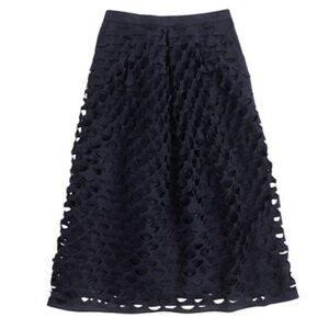 J. Crew laser cut midi skirt in navy blue